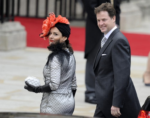 Minister Nick Clegg (R) and his wife Miriam Gonzalez Duantez