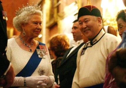 Queen Elizabeth II meets the Mongolian Ambassador as she hosts a reception at Buckingham Palace for members of the diplomatic corps London, England on November 12th, 2006. Queen Elizabeth II meets the Mongolian Ambassador as she hosts a reception at Buckingham Palace for members of the diplomatic corps London, England on November 12th, 2006.