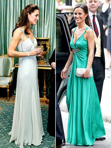 What to wear for a last-minute call to royal duty? The Duchess takes a cue from the gorgeous green Alice Temperley gown her kid sis wore to her wedding afterparty and selects an equally twirl-worthy number with sparkling décolleté details. What to wear for a last-minute call to royal duty? The Duchess takes a cue from the gorgeous green Alice Temperley gown her kid sis wore to her wedding afterparty and selects an equally twirl-worthy number with sparkling décolleté details.