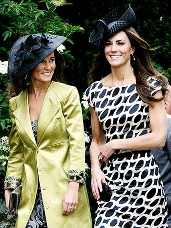 The dashing duo get daring when it comes to the quintessential English accessory, going head-to-head at a friend's wedding in fancy black fascinators, with a blossoming saucer style for Pippa Middleton and a twisted topper for Zara-clad sister Kate The dashing duo get daring when it comes to the quintessential English accessory, going head-to-head at a friend's wedding in fancy black fascinators, with a blossoming saucer style for Pippa Middleton and a twisted topper for Zara-clad sister Kate