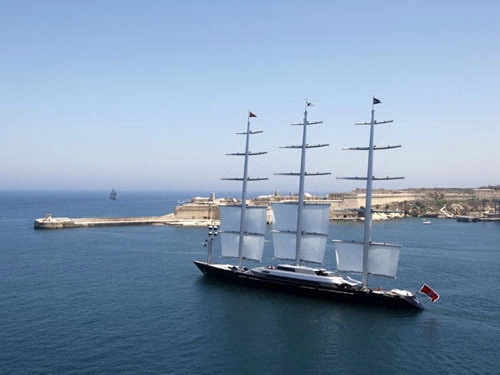 Maltese Falcon: Also expect to see this clipper luxury yacht, owned by Greek millionairess Elena Ambrosiadou Maltese Falcon: Also expect to see this clipper luxury yacht, owned by Greek millionairess Elena Ambrosiadou