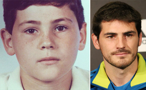 Casillas khi nhỏ với gương mặt bầu bĩnh và đôi mắt cương nghị.