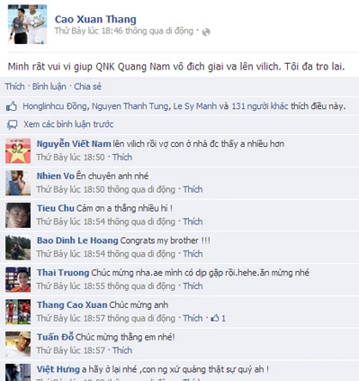 Trung vệ Cao Xuân Thắng (CLB Quảng Nam) chia sẻ cảm xúc sau khi giúp đội nhà lên chơi V-League từ mùa tới. Trung vệ Cao Xuân Thắng (CLB Quảng Nam) chia sẻ cảm xúc sau khi giúp đội nhà lên chơi V-League từ mùa tới.