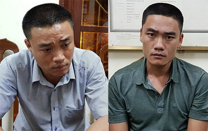 Hai anh em ruột Lân, Dũng từ trái qua tại cơ quan điều tra. Ảnh: Sơn Hà