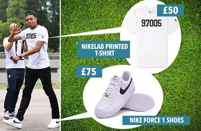 Soi giá quần áo, giầy chất giống Mbappe