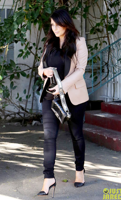 Kim Kardashian wears a pink blazer while checking out her new home on Friday (March 1) in Los Angeles. Kim Kardashian wears a pink blazer while checking out her new home on Friday (March 1) in Los Angeles.