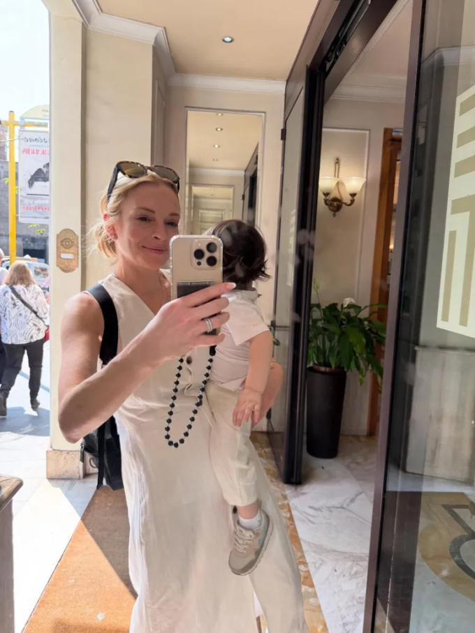 1. Lindsay Lohan shares a sweet mirror snap with her son Luai on a trip to Italy.