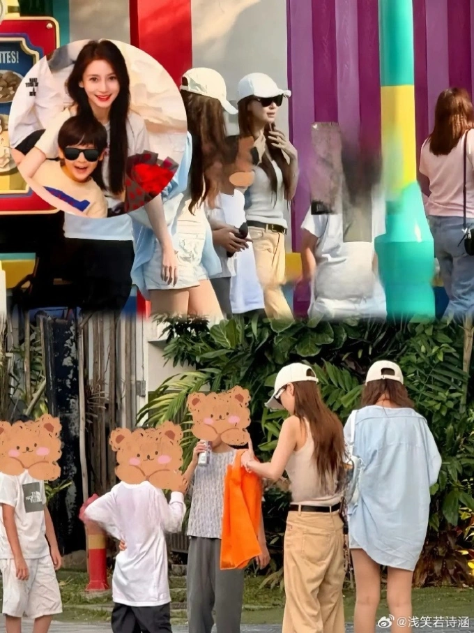 Angelababy đưa Tiểu Bọt Biển đi chơi ở Paris. Ảnh: Weibo