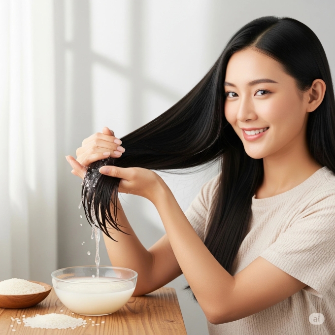 Trong gạo chứa các axit amin, vitamin và protein có thể cải thiện sức khỏe mái tóc. Inositol - một thành phần có trong gạo - đem lại hiệu quả phục hồi tóc hư tổn, củng cố độ bóng mượt, chắc khỏe cho sợi tóc.