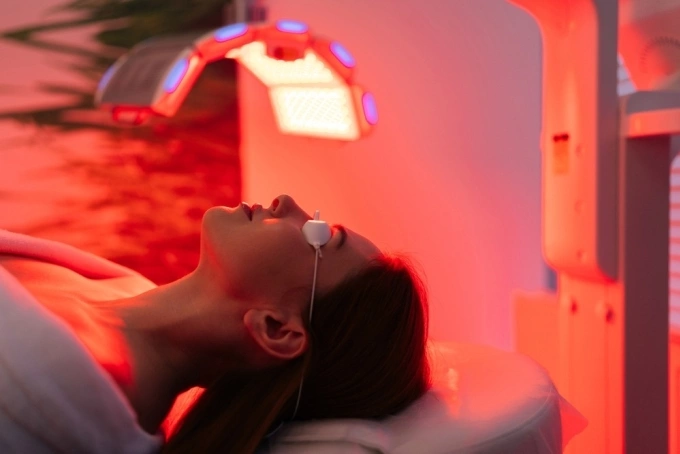 Liệu pháp ánh sáng đỏ (red light therapy) là một phương pháp điều trị sử dụng ánh sáng đỏ có bước sóng thấp (khoảng 630nm) lên làn da. Các bước sóng này có thể xuyên qua 2 – 3mm dưới da và kích thích tái tạo tế bào nhằm cải thiện kết cấu da, giảm nếp nhăn và thúc đẩy sản xuất collagen.