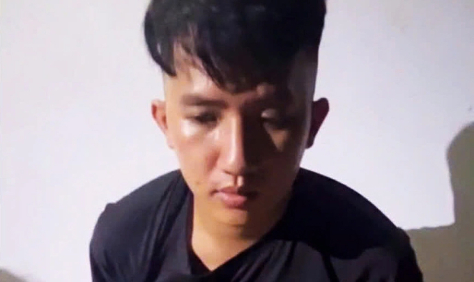 Nguyễn Trung Tín lúc bị bắt. Ảnh: Công an Đồng Tháp